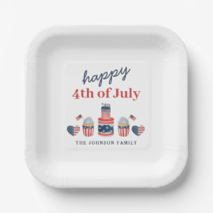 Cute Red White And Blue 4th Of July Party Paper Plate