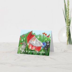 Cute Red, White and Blue Digital Painting Gnome Card
