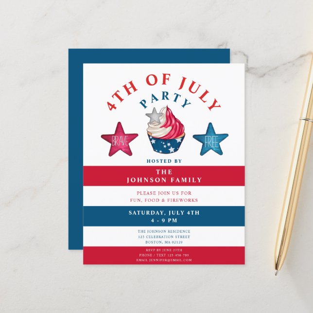 Cute Red White And Blue Stars 4th Of July (Front/Back In Situ)