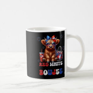Cute Red White And Boujee Cow 4th Of July Patrioti Coffee Mug