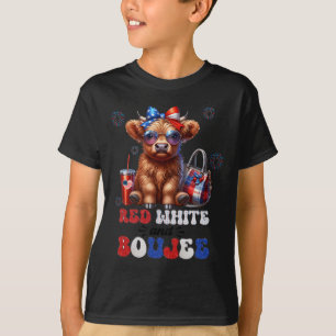 Cute Red White And Boujee Cow 4th Of July Patrioti T-Shirt