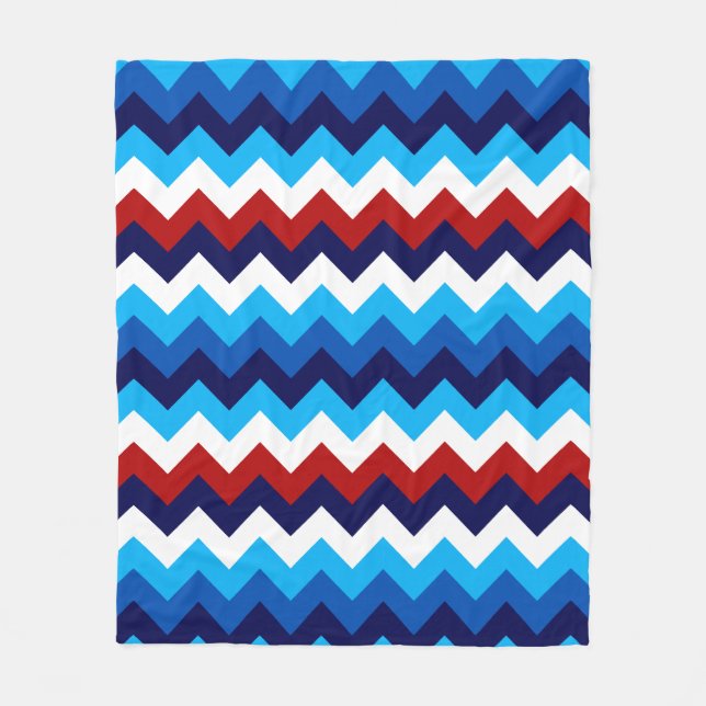Cute Red White Blue Chevrons Medium Fleece Blanket (Front)