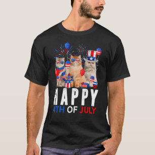 Cute Red White Blue Persian Cat Patriotic Happy 4t T-Shirt