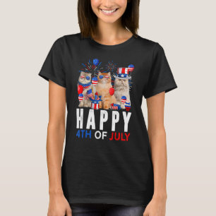 Cute Red White Blue Persian Cat Patriotic Happy 4t T-Shirt