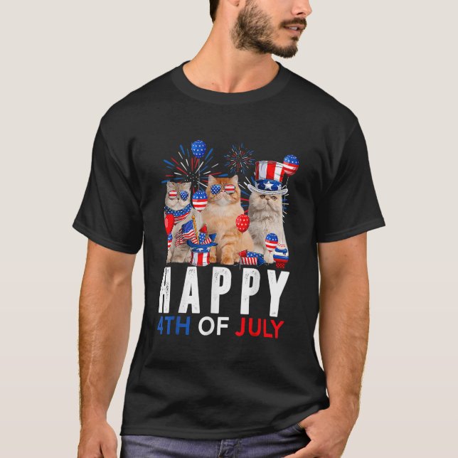 Cute Red White Blue Persian Cat Patriotic Happy 4t T-Shirt (Front)