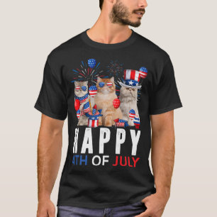 Cute Red White Blue Persian Cat Patriotic Happy 4t T-Shirt