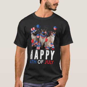Cute Red White Blue Siamese Cat Patriotic Happy 4t T-Shirt
