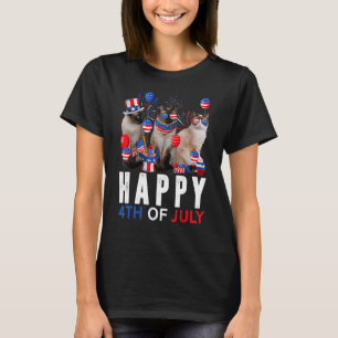 Cute Red White Blue Siamese Cat Patriotic Happy 4t T-Shirt