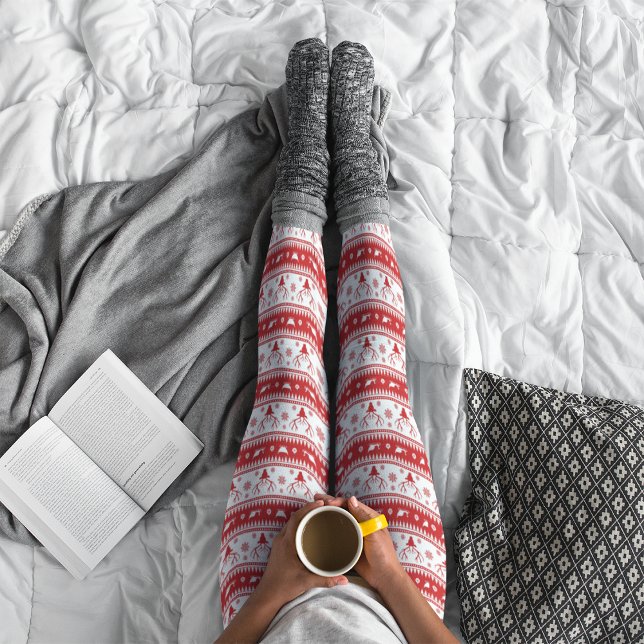 Cute Red & White Christmas Leggings  (Creator Uploaded)