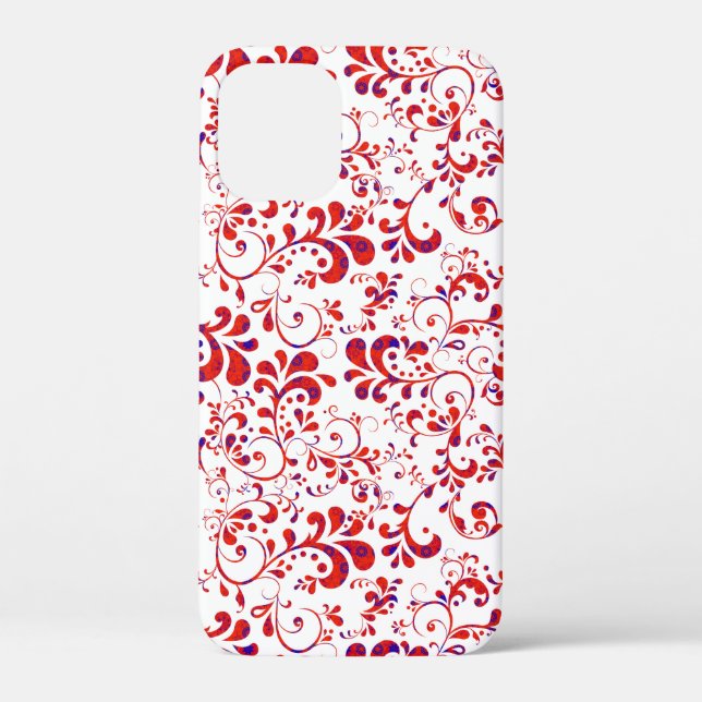 Cute red white floral pattern Case-Mate iPhone case (Back)