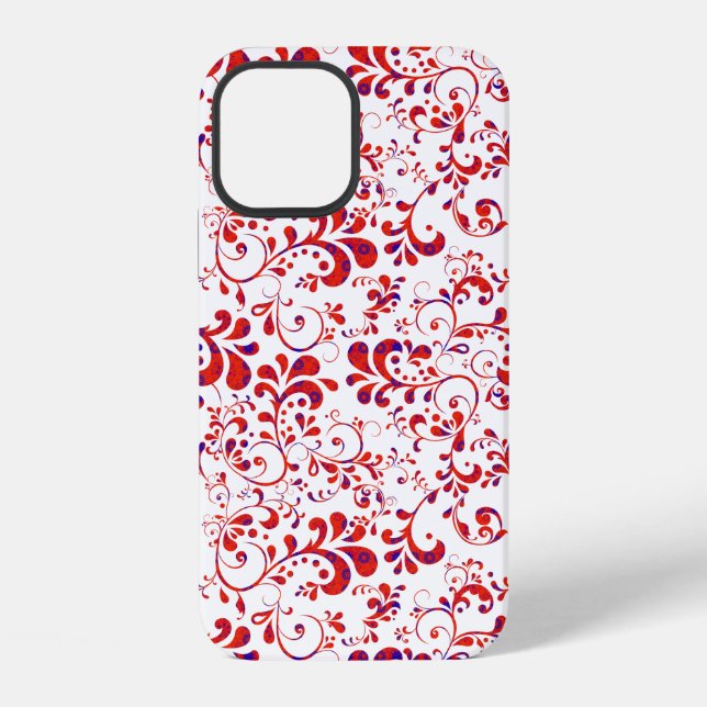 Cute red white floral pattern iPhone case (Back)