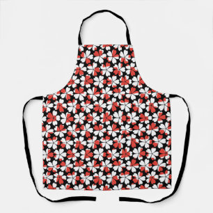 Cute red white flowers patterns apron