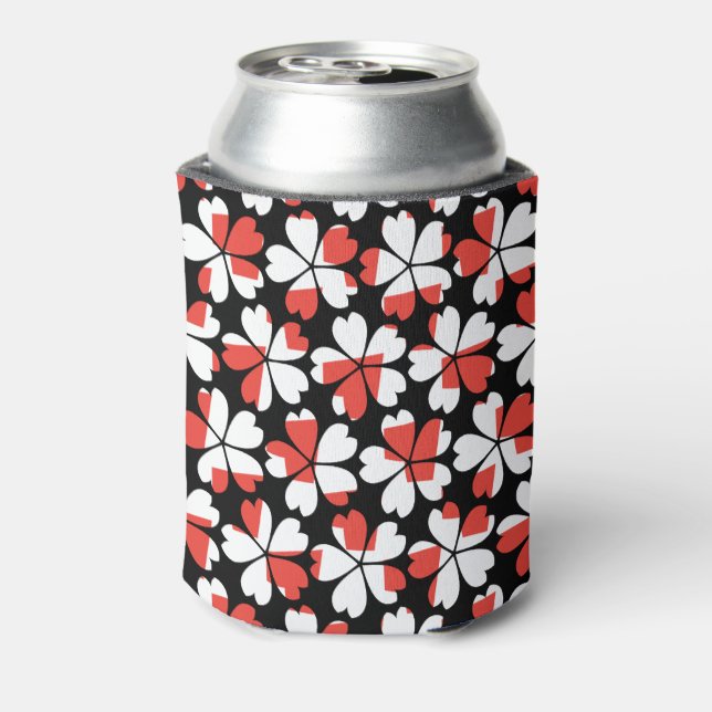 Cute red white flowers patterns can cooler (Can Back)