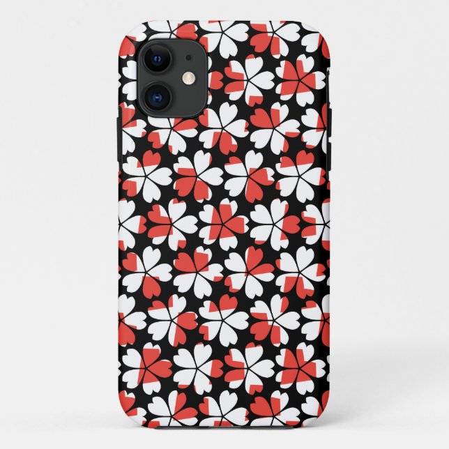 Cute red white flowers patterns Case-Mate iPhone case (Back)