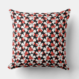 Cute red white flowers patterns cushion