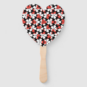 Cute red white flowers patterns hand fan