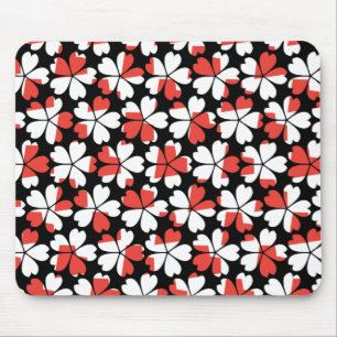 Cute red white flowers patterns mouse mat