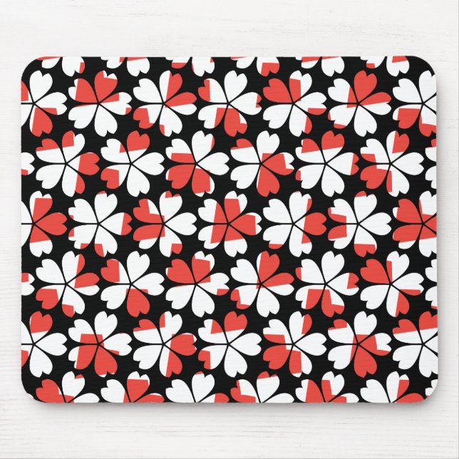 Cute red white flowers patterns mouse mat (Front)
