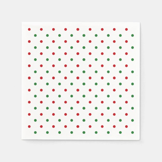 Cute red white green polka dot pattern holiday napkin (Front)