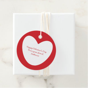 Cute red white heart classroom Valentine's Day Favour Tags