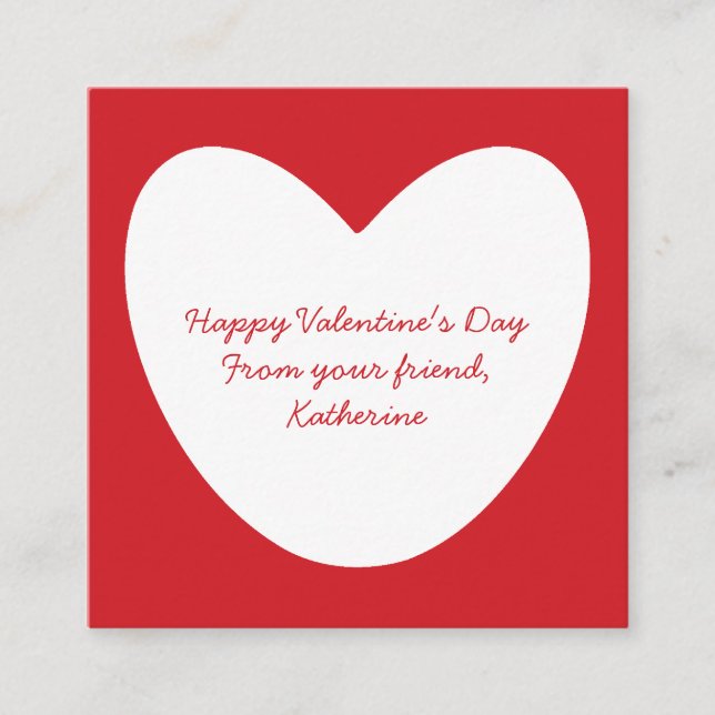 Cute red white heart kids classroom Valentine's Enclosure Card (Front)