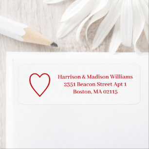 Cute red white heart modern elegant Return Address