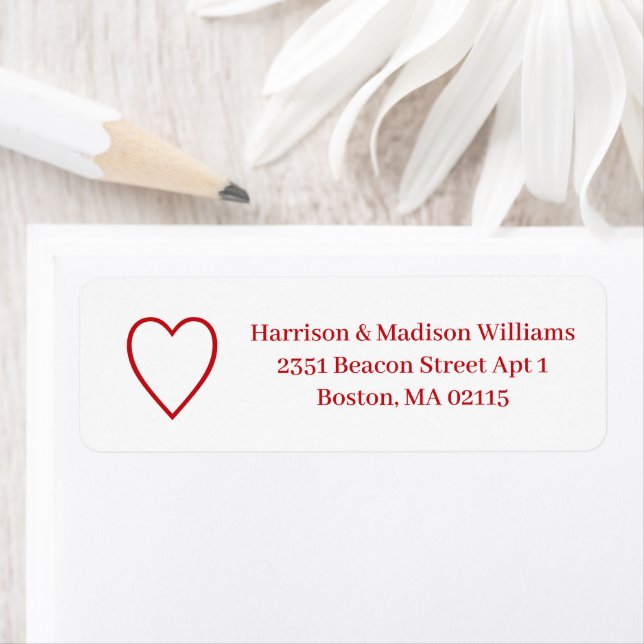 Cute red white heart modern elegant Return Address (Insitu)