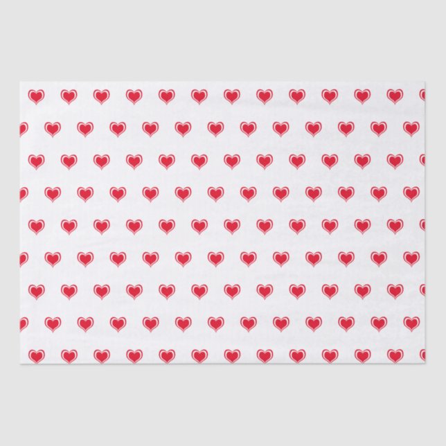 Cute Red White Heart Valentines Day Pattern Love T Tissue Paper (Front)