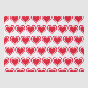 Cute Red White Heart Valentines Day Pattern Love Tissue Paper