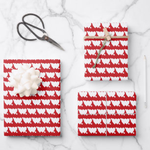 Cute red white modern double heart arrow pattern wrapping paper sheet