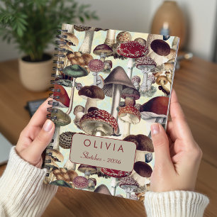 Cute Red White Mushroom Pattern Notebook