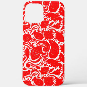 Cute red white paisley pattern iPhone 12 pro max case