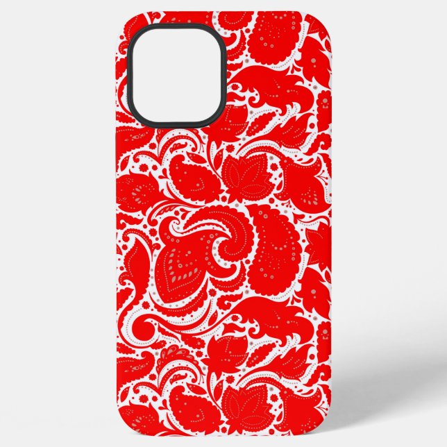 Cute red white paisley pattern iPhone case (Back)