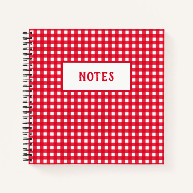 Cute Red & White Plaid Everyday Notebook (Front)