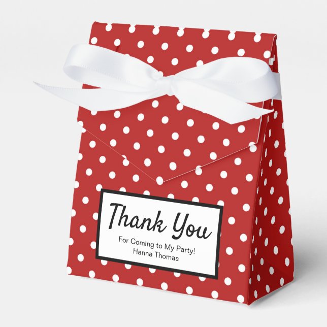  Cute Red White Polka Dot Birthday Party Favour Bo Favour Box (Front Side)