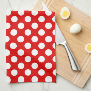 cute red white polka dot pattern tea towel