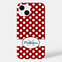 Cute Red White polka dots retro pattern Monogram