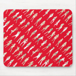 Cute red white silhouette fashion girls patterns mouse mat