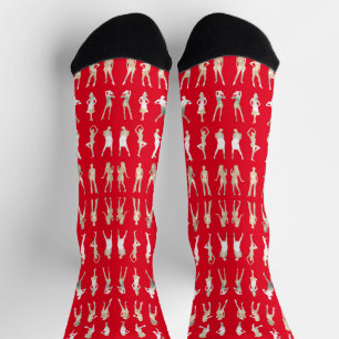 Cute red white silhouette fashion girls socks