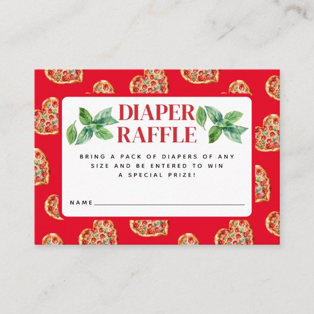 Cute Red White Slice Slice Baby Diaper Raffle Enclosure Card (Front)