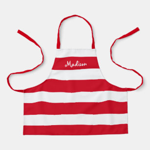 Cute Red White Stripes Kids Personalised Apron