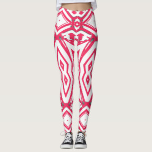 Cute red white trendy "Ratti_Creative_Arts" Legg Leggings