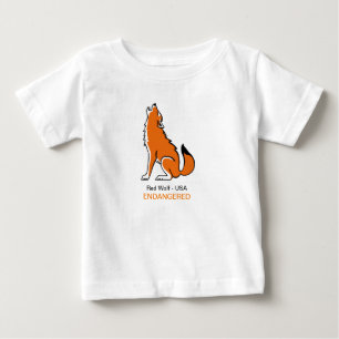 Cute Red WOLF  - Endangered animal graphic -  Baby T-Shirt