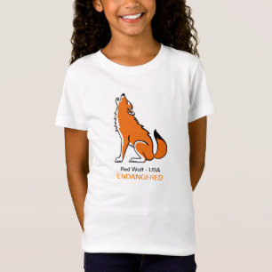 Cute Red WOLF - Endangered animal graphic -  T-Shirt