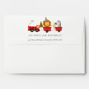 Cute Red Woodland Animal Train Any Age Birthday Envelope