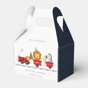 Cute Red Woodland Animals Train Any Age Birthday Favour Box