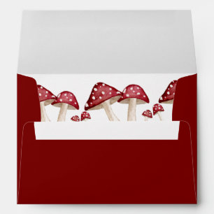 Cute Red Woodland Mushroom Return Address  Envelope
