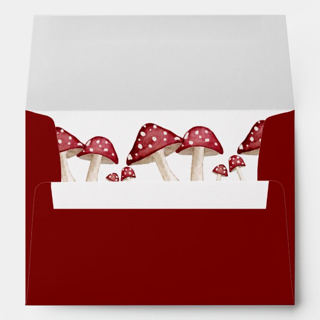 Cute Red Woodland Mushroom Return Address  Envelope (Back (Bottom))