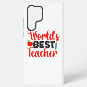 Cute Red Worlds Best Teacher Typography Samsung Galaxy Case