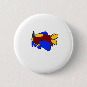 Cute Red Yellow Blue Aeroplane Cartoon for Kids 6 Cm Round Badge